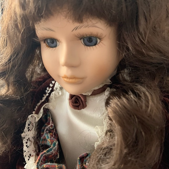 Holiday Porcelain Doll 16” with Stand - Picture 3 of 7